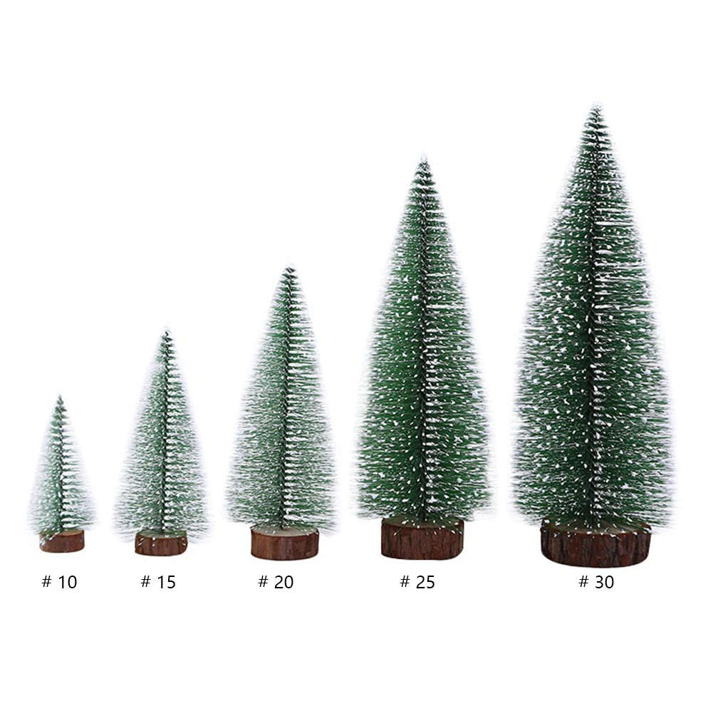 Masaüstü Xams Ağaçları Süsler Ahşap Taban ile şişe fırçası Ağaçları Küçük Yapay Ağaçlar Noel Tatil Partisi için Ev Masa Üstü - 1