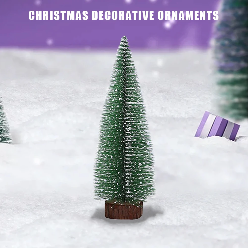 Masaüstü Xams Ağaçları Süsler Ahşap Taban ile şişe fırçası Ağaçları Küçük Yapay Ağaçlar Noel Tatil Partisi için Ev Masa Üstü - 4