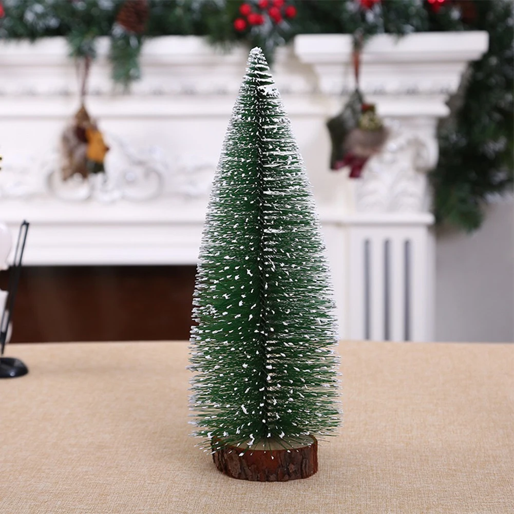 Masaüstü Xams Ağaçları Süsler Ahşap Taban ile şişe fırçası Ağaçları Küçük Yapay Ağaçlar Noel Tatil Partisi için Ev Masa Üstü - 5