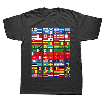 Komik Bayrakları Dünya Ülkelerinin Uluslararası T Shirt erkek Pamuk Kısa Kollu gömlek erkek Doğum Günü Hediyeleri T-shirt kadın