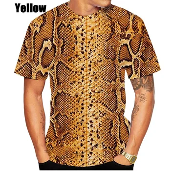 BIANYILONG marka yazlık t-shirt yeni sıcak satış 3D yılan desen erkek / kadın 3D baskı kısa kollu yuvarlak boyun üst giyim