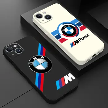 Lüks BMW-Spor Drift telefon kılıfı için Apple iPhone 15 14 Pro Max SE 8 12 11 7 6S Artı XR XS X 13 Mini Funda Sıvı Kapak