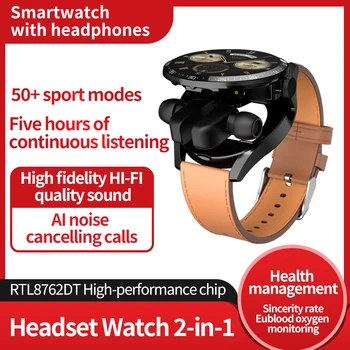 TWS GT5buds Bluetooth kulaklık 2-in-1 akılı erkek saati AMOLED ekran Sağlık algılama adım ölçer spor akıllı saat Android için