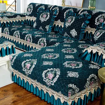 Şönil jakarlı kanepe Mat moda Retro ışık lüks dantel koltuk minderi rahat yumuşak ev oturma odası dekorasyon kanepe kılıfı